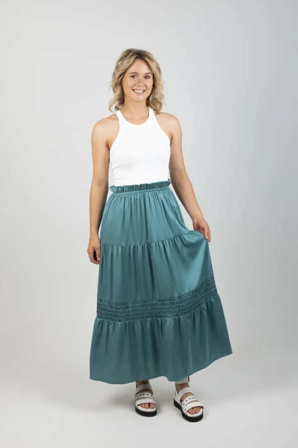 Skirts-EB&IVE STAPLE SKIRT PETROL