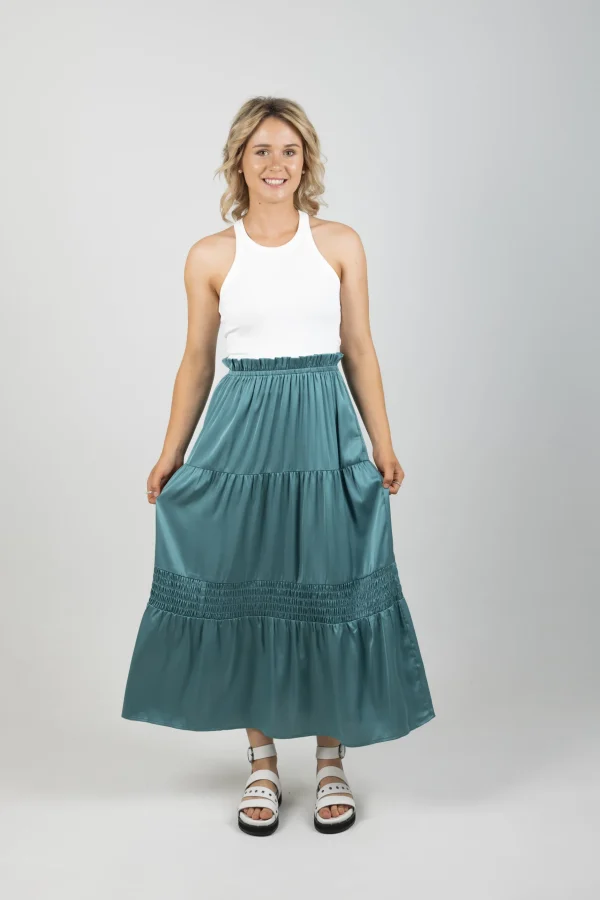 Skirts-EB&IVE STAPLE SKIRT PETROL