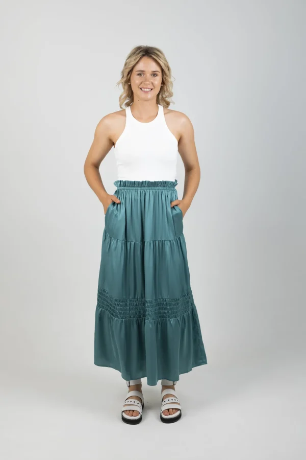 Skirts-EB&IVE STAPLE SKIRT PETROL