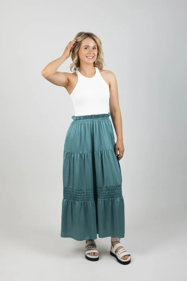 Skirts-EB&IVE STAPLE SKIRT PETROL