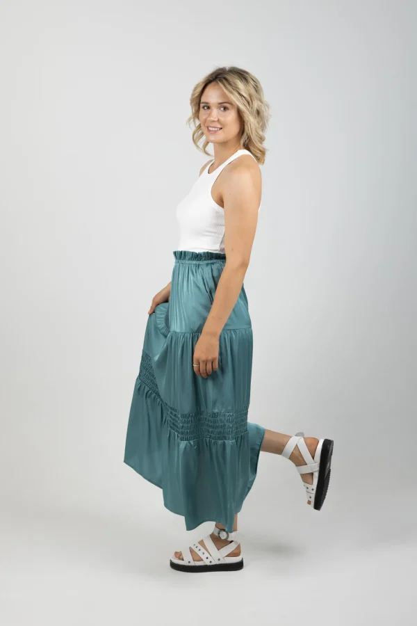 Skirts-EB&IVE STAPLE SKIRT PETROL