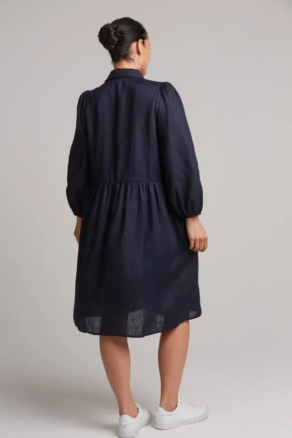 Dresses-EB&IVE STUDIO MIDI SHIRT DRESS NAVY