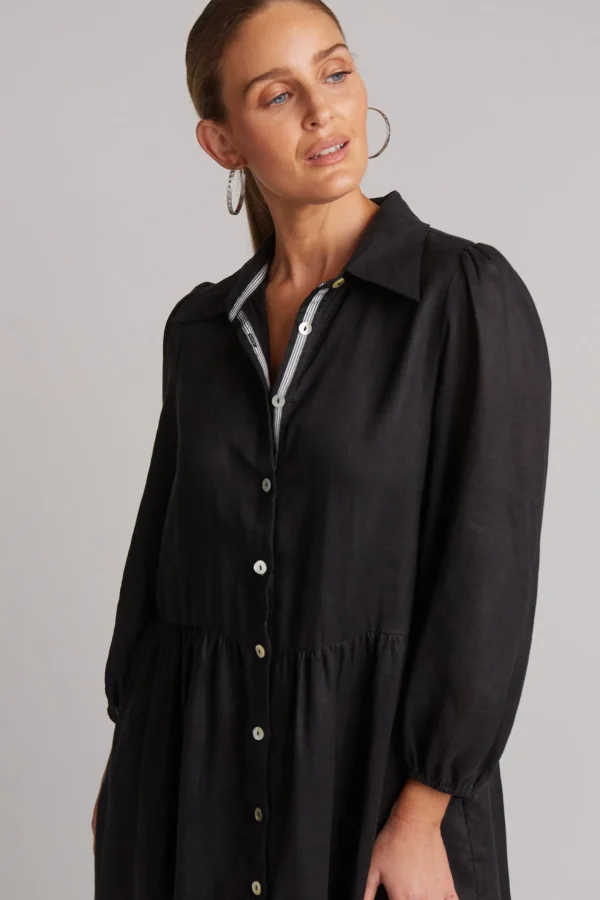 Dresses-EB&IVE STUDIO MIDI SHIRT DRESS EBONY