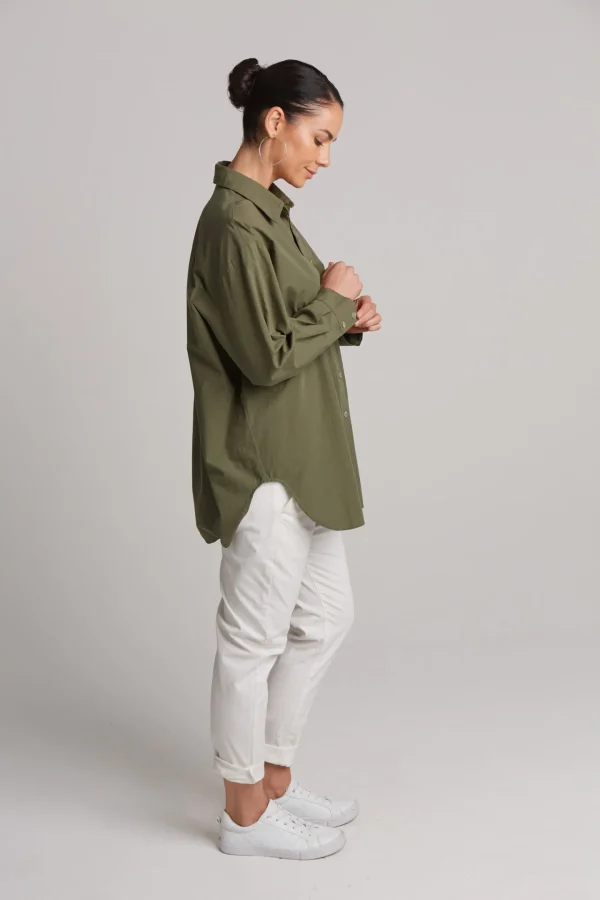 Shirts & Tops-EB&IVE STUDIO OVERSIZED SHIRT KHAKI