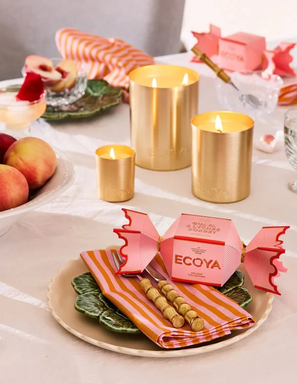 Candles & Room Fragrances-ECOYA HOLIDAY BON BON CANDLE GUAVA & LYCHEE