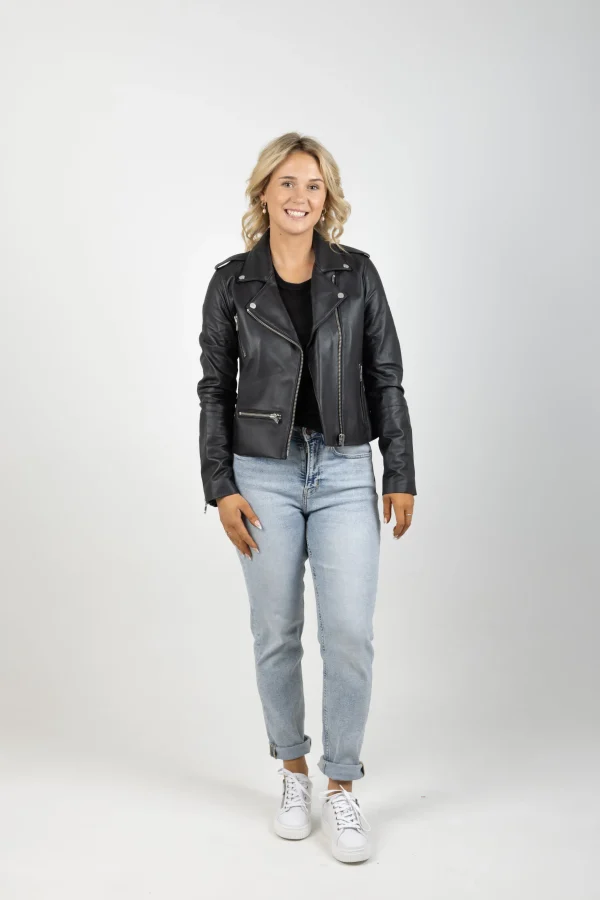 Coats & Jackets-FEDERATION +. LEATHER JACKET BLACK SILVER HARDWARE