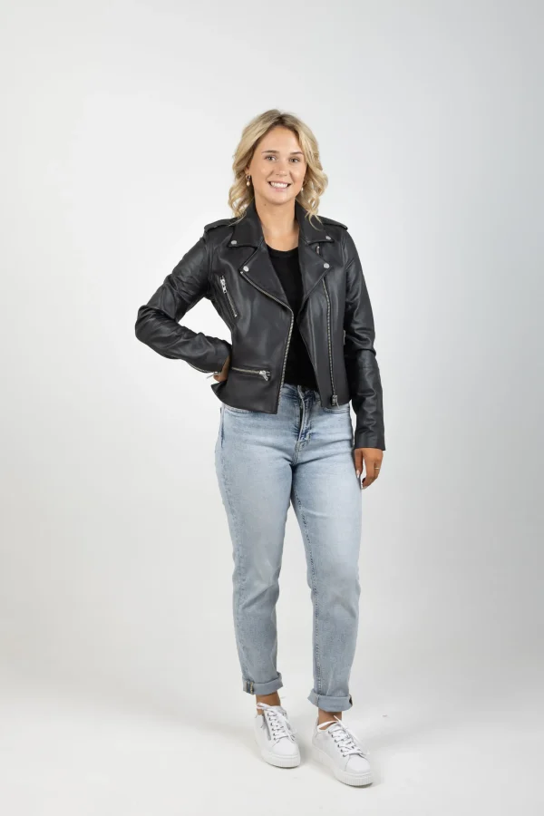 Coats & Jackets-FEDERATION +. LEATHER JACKET BLACK SILVER HARDWARE