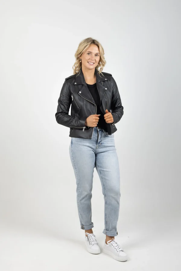 Coats & Jackets-FEDERATION +. LEATHER JACKET BLACK SILVER HARDWARE