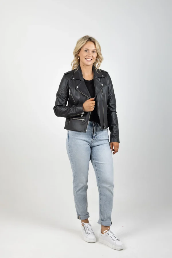 Coats & Jackets-FEDERATION +. LEATHER JACKET BLACK SILVER HARDWARE