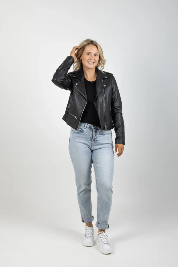 Coats & Jackets-FEDERATION +. LEATHER JACKET BLACK SILVER HARDWARE
