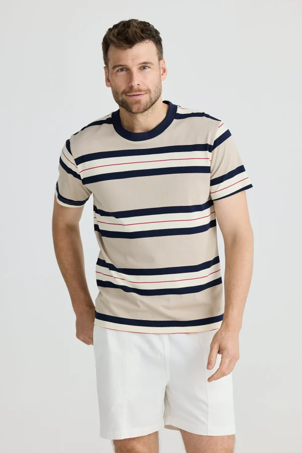 Tees & Tanks-FOSSICK CAMBRIDGE TEE BIRDIE STRIPE