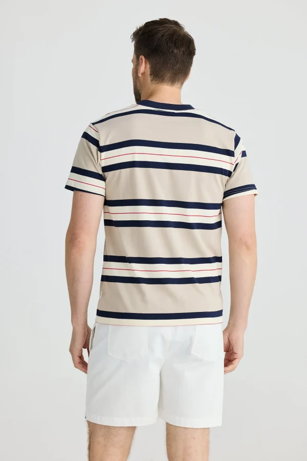 Tees & Tanks-FOSSICK CAMBRIDGE TEE BIRDIE STRIPE
