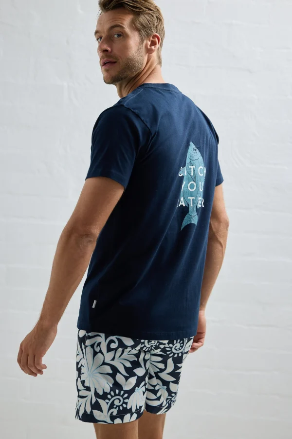 Tees & Tanks-FOSSICK CATCH YOU LATER TEE NAVY