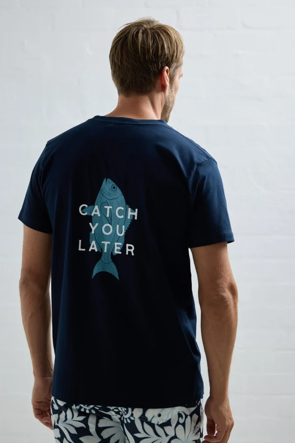 Tees & Tanks-FOSSICK CATCH YOU LATER TEE NAVY