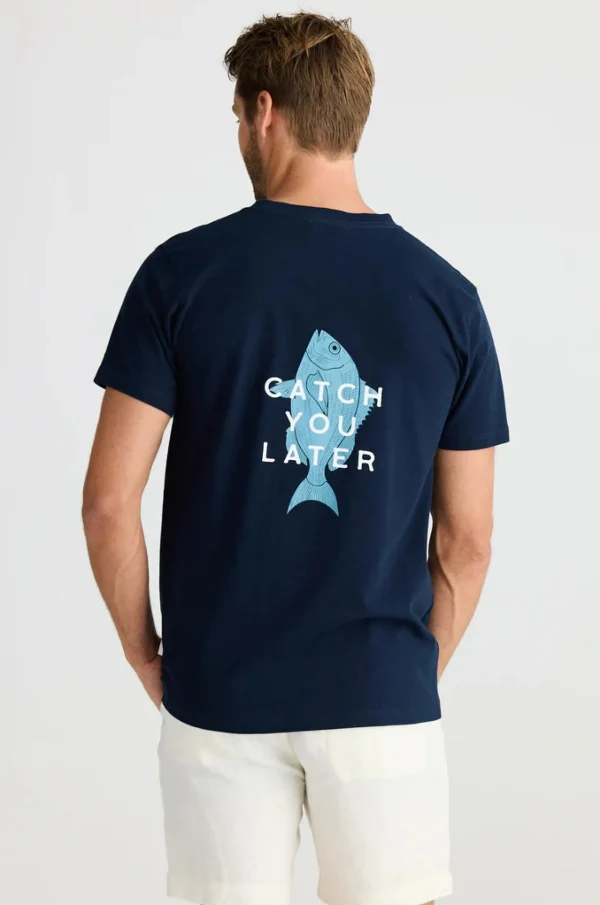 Tees & Tanks-FOSSICK CATCH YOU LATER TEE NAVY