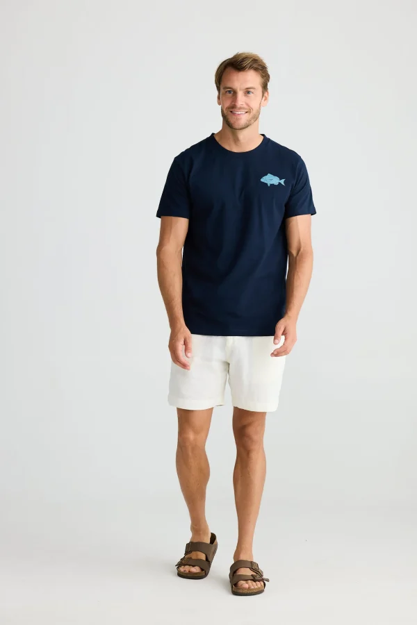 Tees & Tanks-FOSSICK CATCH YOU LATER TEE NAVY