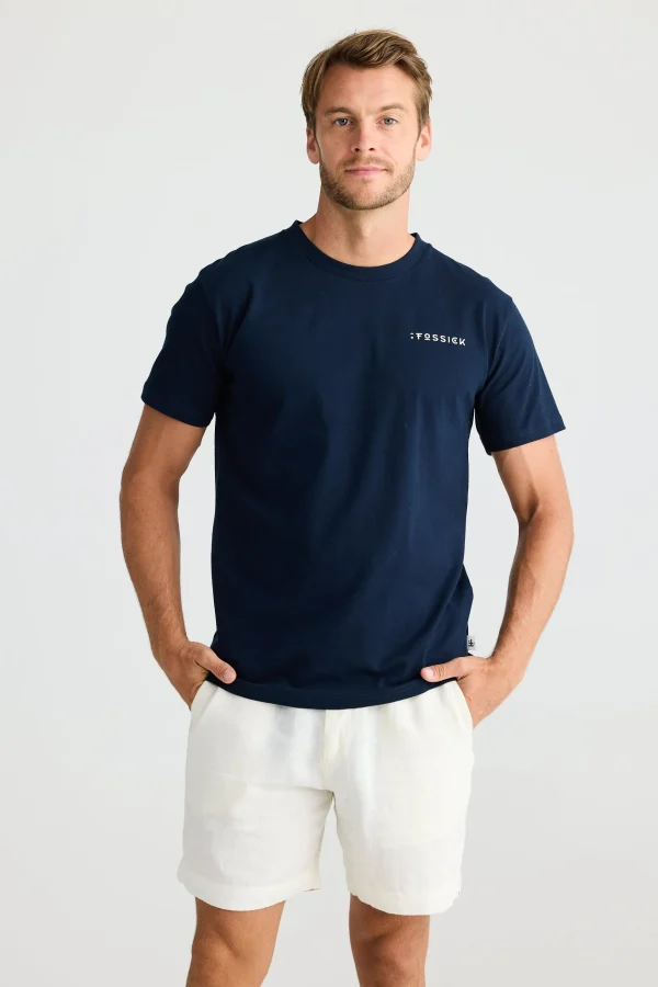 Tees & Tanks-FOSSICK LOGO TEE NAVY