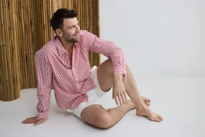 Shirts-FOSSICK OXFORD SHIRT CHILLI STRIPE