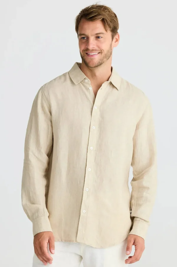 Shirts-FOSSICK OXFORD SHIRT NATURAL