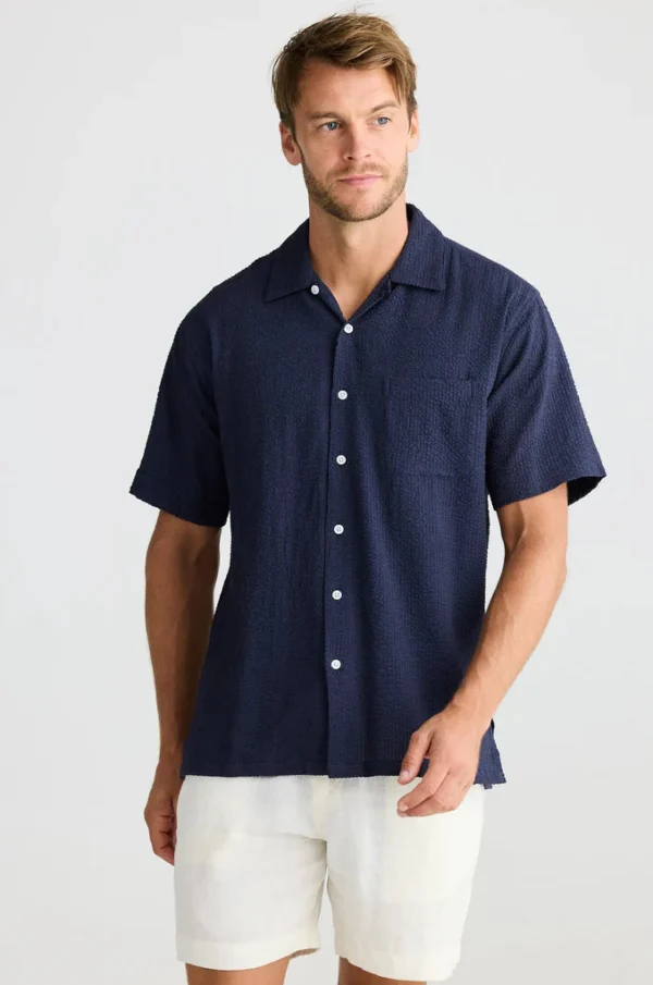 Shirts-FOSSICK STANFORD SHIRT NAVY
