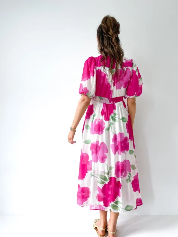 Dresses-FRIA BUTTON MAXI DRESS FUCHSIA CLOUD