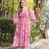 Dresses-FRIA HAILEY MIDI DRESS PINK PAISLEY