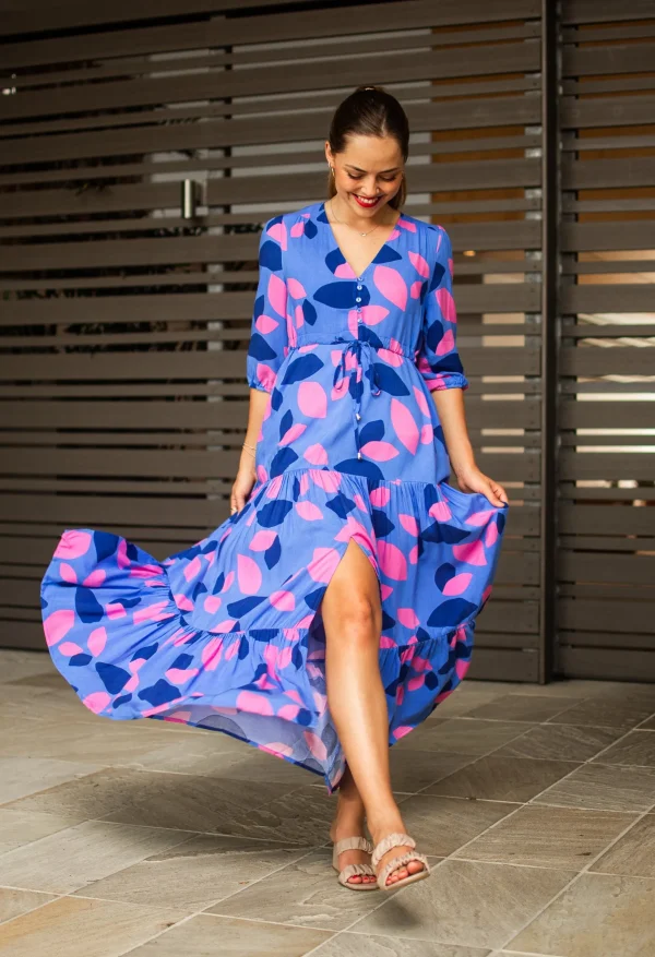Dresses-FRIA JENNA MAXI DRESS AMORA BLUE