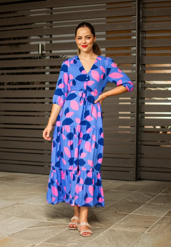 Dresses-FRIA JENNA MAXI DRESS AMORA BLUE