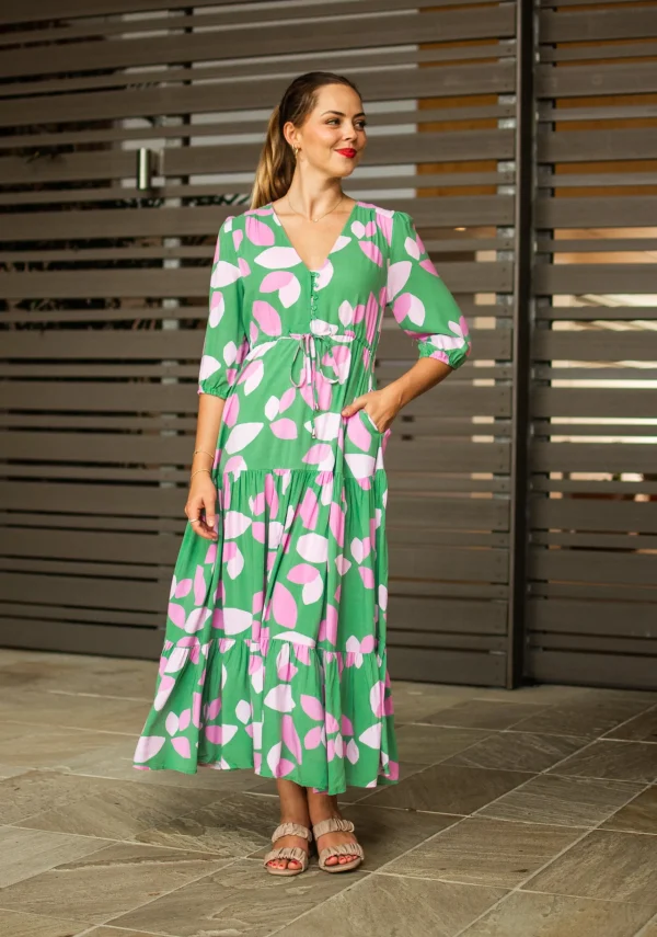 Dresses-FRIA JENNA MAXI DRESS AMORA GREEN