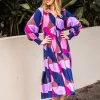 Dresses-FRIA SELMA LONG SLEEVE MAXI DRESS AERA NAVY