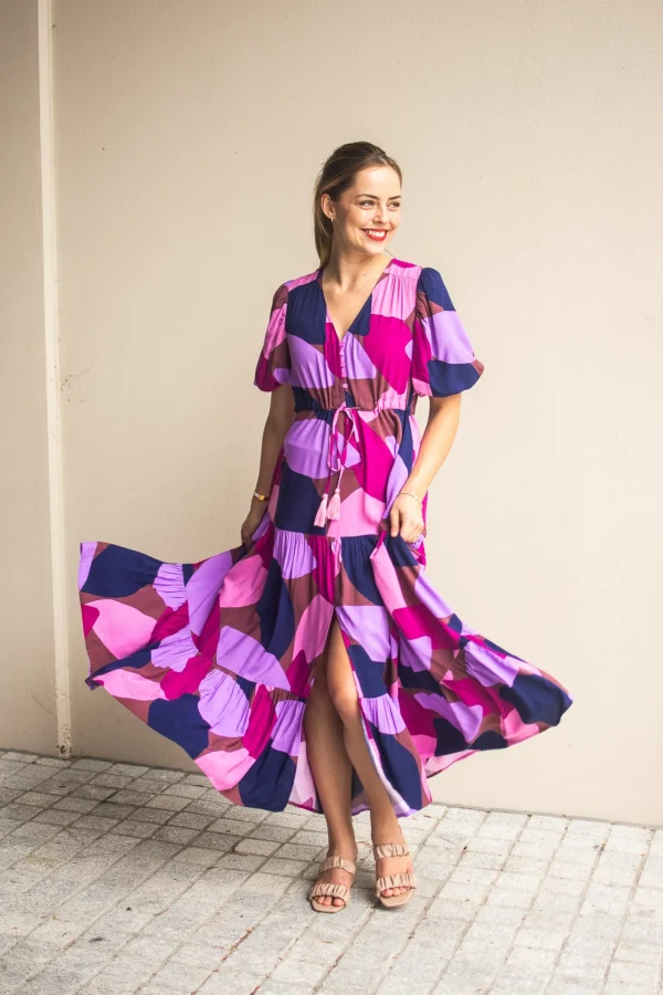 Dresses-FRIA SELMA MAXI DRESS AERA NAVY