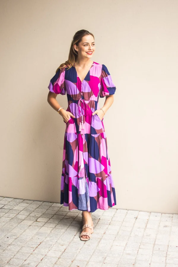 Dresses-FRIA SELMA MAXI DRESS AERA NAVY