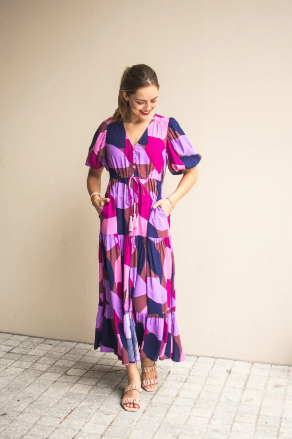 Dresses-FRIA SELMA MAXI DRESS AERA NAVY