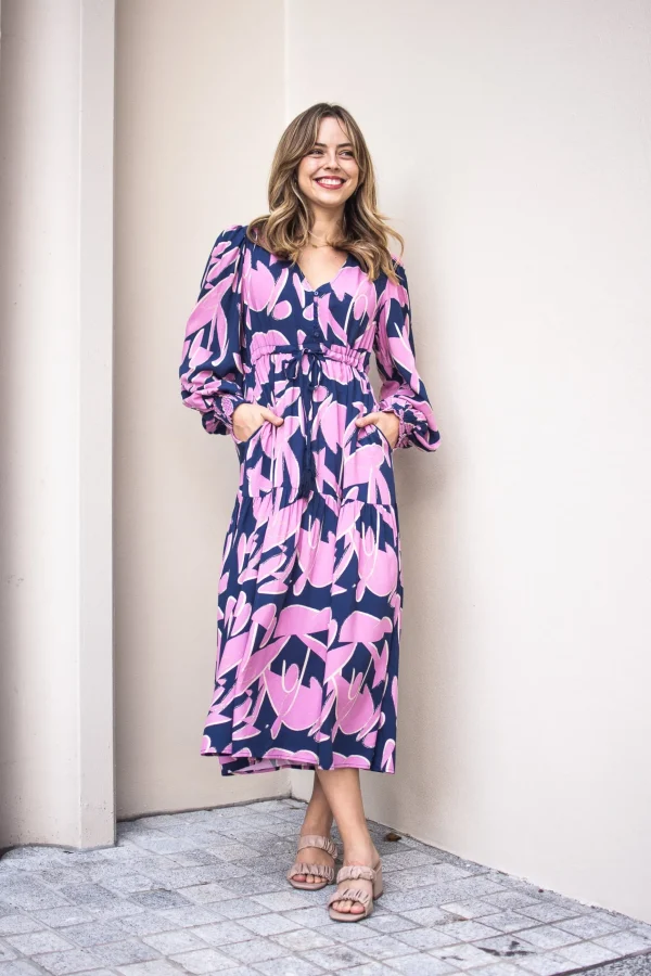 Dresses-FRIA SELMA MAXI DRESS CARA NAVY