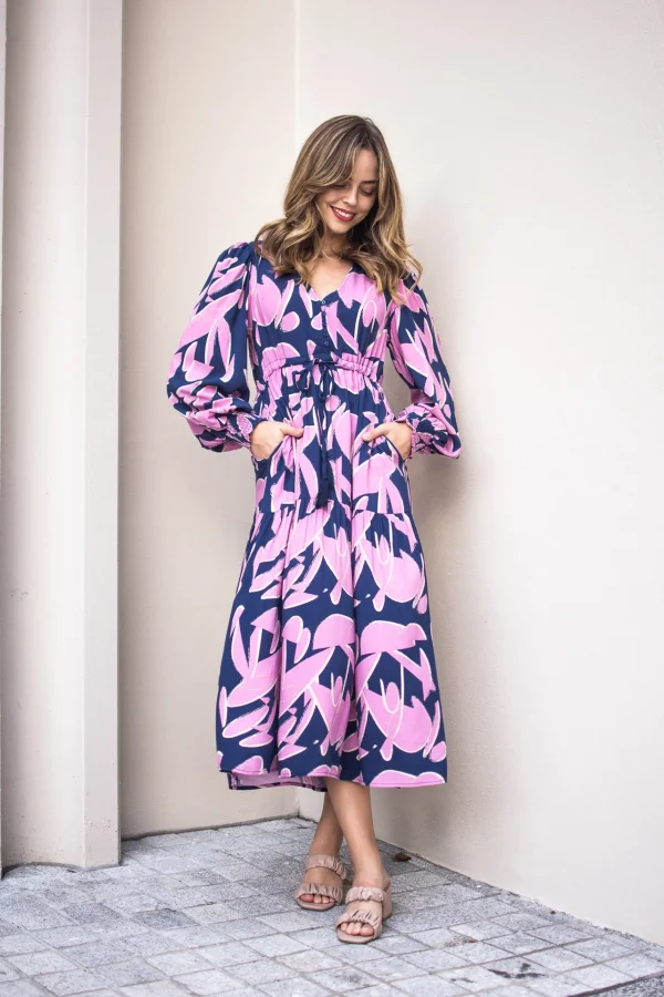 Dresses-FRIA SELMA MAXI DRESS CARA NAVY