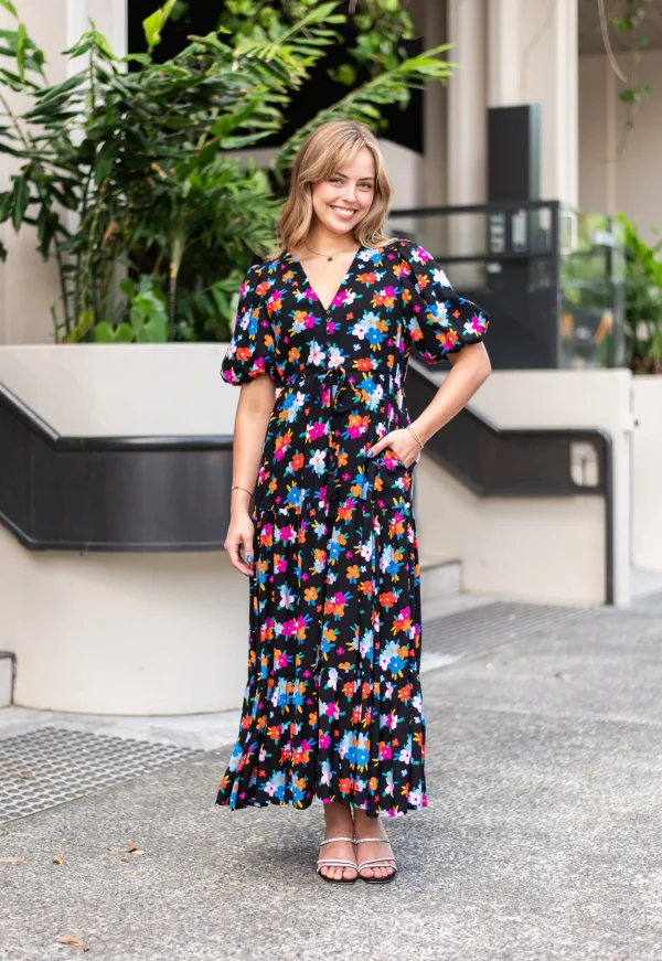 Dresses-FRIA SELMA MAXI DRESS HAPPY FLOWERS