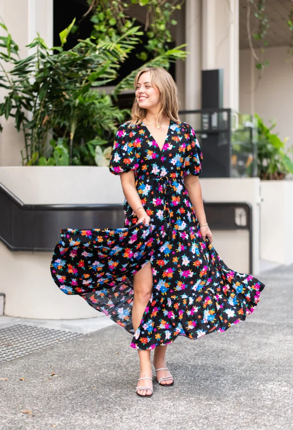 Dresses-FRIA SELMA MAXI DRESS HAPPY FLOWERS