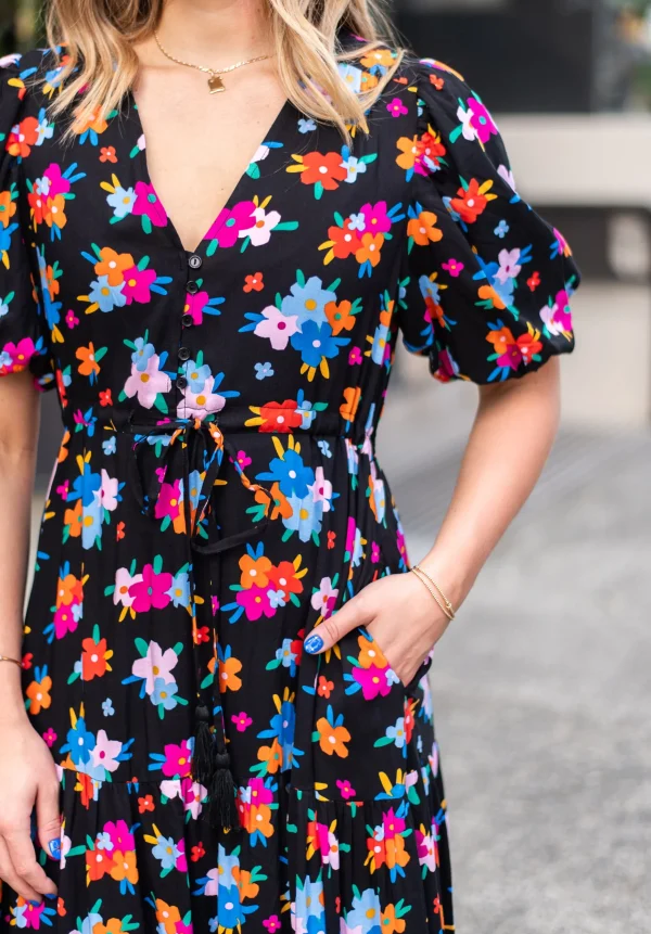 Dresses-FRIA SELMA MAXI DRESS HAPPY FLOWERS