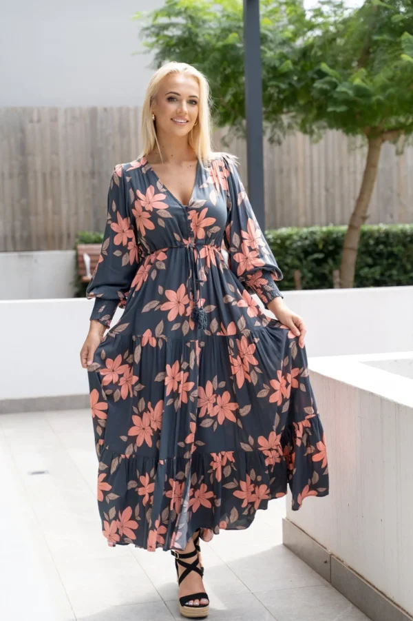 Dresses-FRIA SELMA MAXI DRESS RAYA NAVY