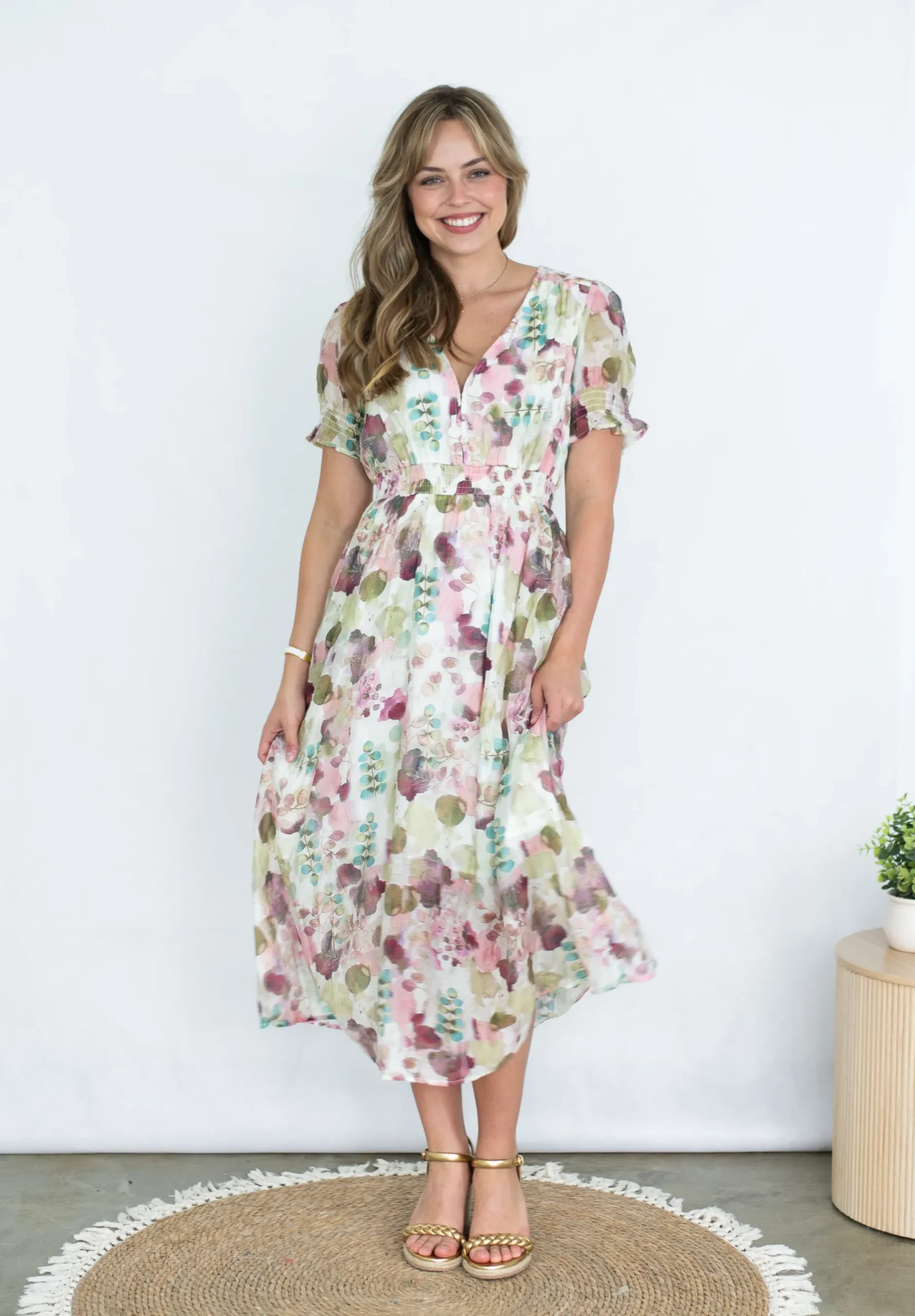fria_shirring_midi_dress__1.webp Dresses-FRIA SHIRRING MIDI DRESS WHISPERING PETAL