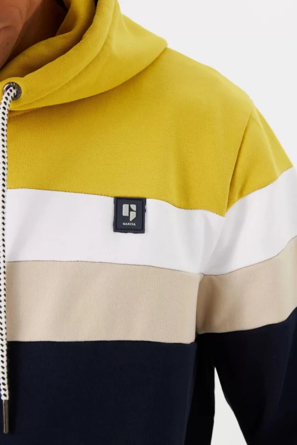 Sweaters & Knitwear-GARCIA BADGE LOGO HOODIE NAVY