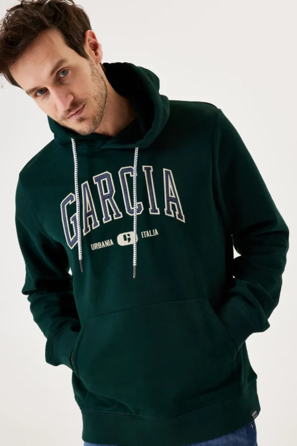 Sweaters & Knitwear-GARCIA BARCELONA HOODIE PINE