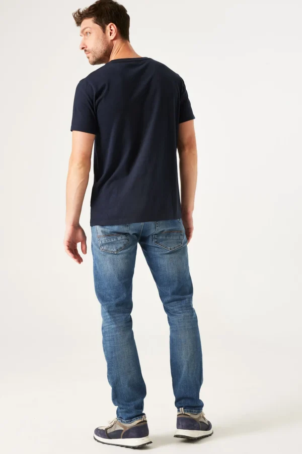 Tees & Tanks-GARCIA BLOCK T-SHIRT DARK BLUE