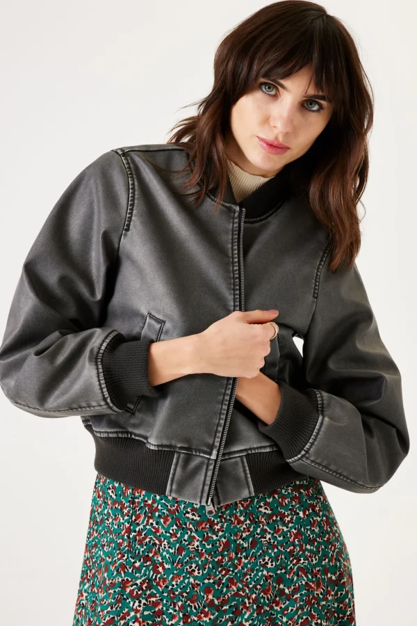 Shirts & Tops-GARCIA BOMBER JACKET WASHED BLACK
