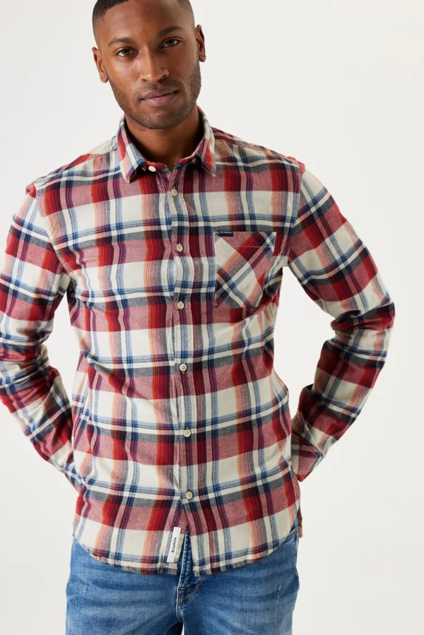 Shirts-GARCIA CHECKED FLANEL SHIRT RUBY PORT