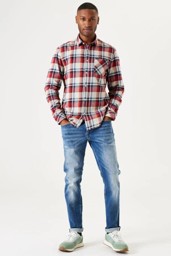 Shirts-GARCIA CHECKED FLANEL SHIRT RUBY PORT