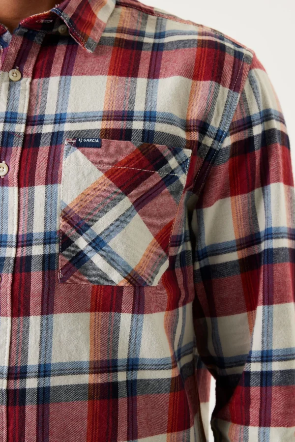 Shirts-GARCIA CHECKED FLANEL SHIRT RUBY PORT