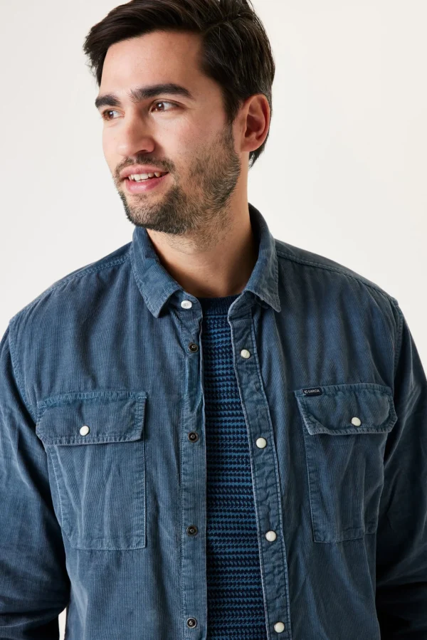 Shirts-GARCIA CORDUROY SHIRT BLUE