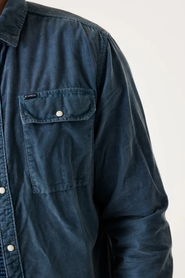 Shirts-GARCIA CORDUROY SHIRT BLUE