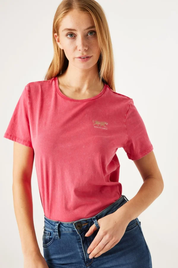 Tees & Tanks-GARCIA CORE TIGER TEE PINK